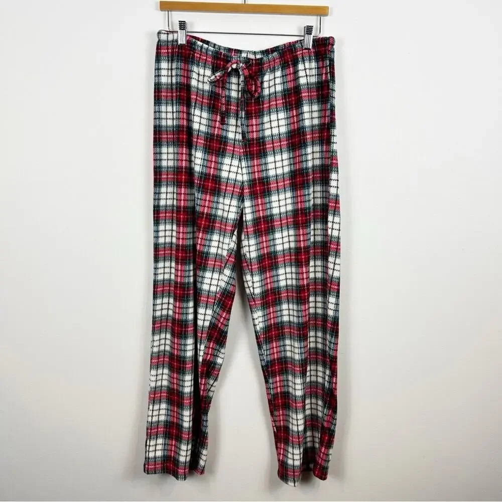 Lauren Ralph Lauren Red Logo Pajama Set with Red Plaid Pants